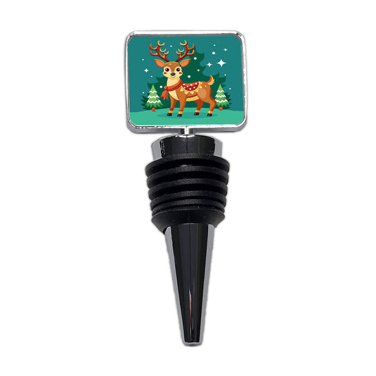 Reindeer Wearing Scarf Christmas Cute Wine Bottle Stopper