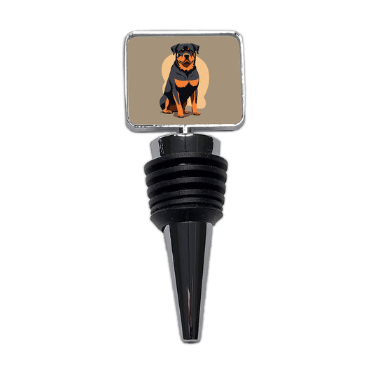 Rottweiler Dog Sitting Wine Bottle Stopper