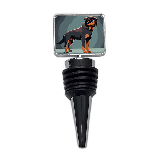 Rottweiler Dog Standing Wine Bottle Stopper