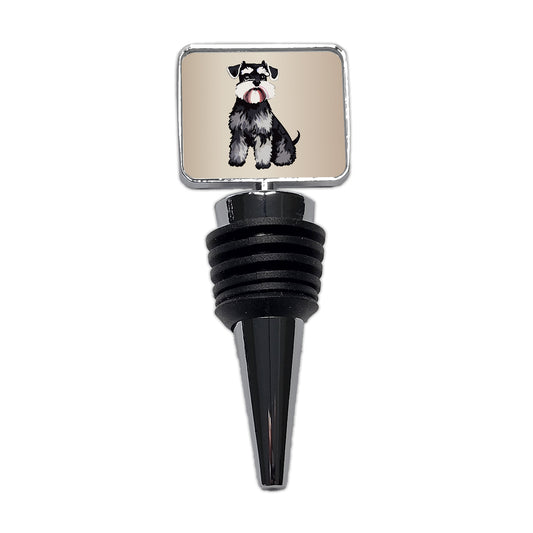 Schnauzer Dog Watercolor Wine Bottle Stopper
