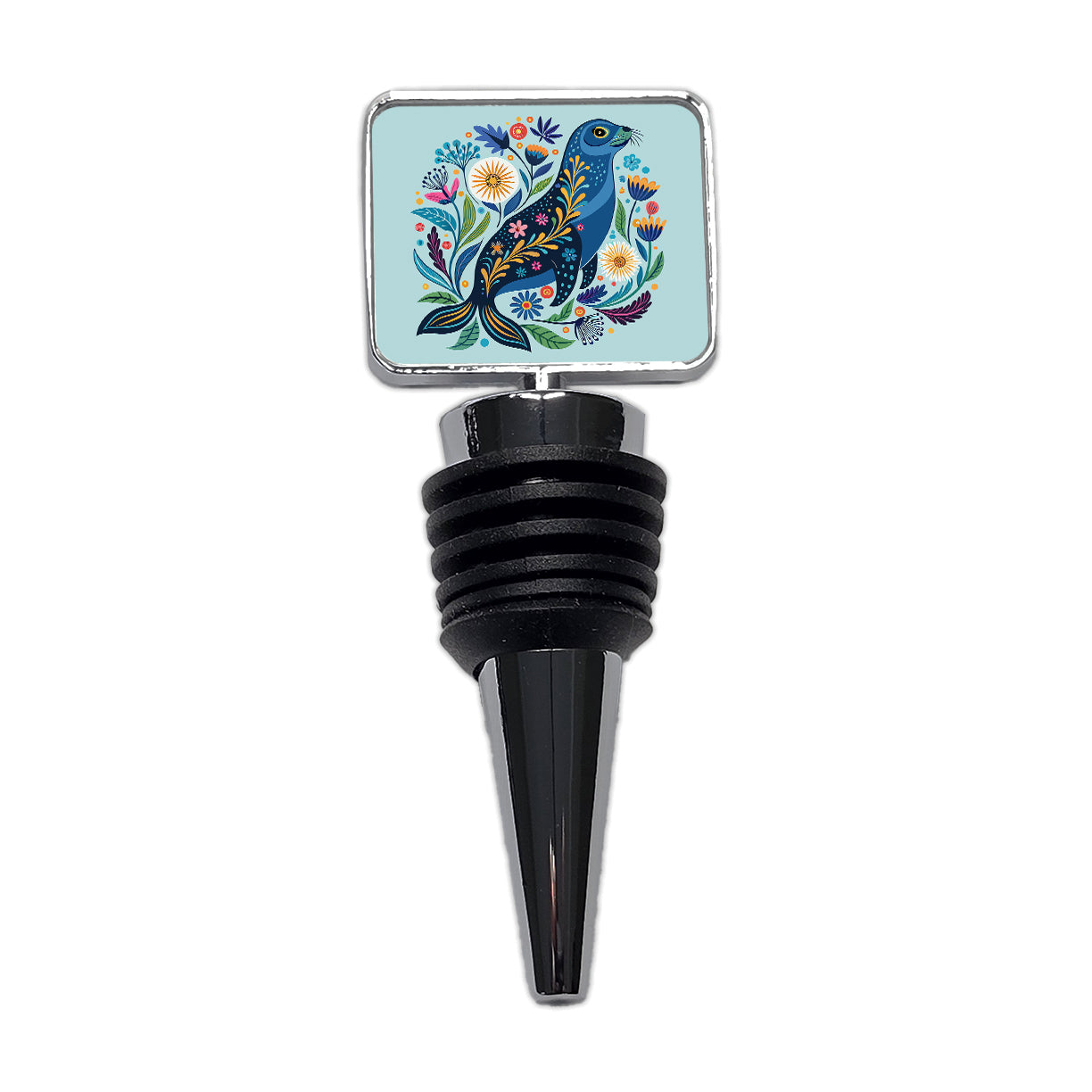 Sea Lion Floral Flowers Wine Bottle Stopper