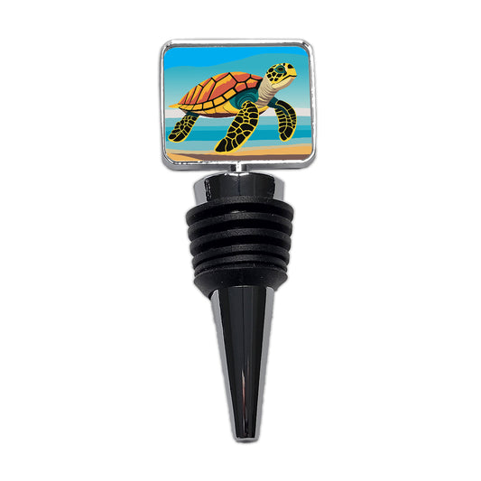 Sea Turtle Swimming Wine Bottle Stopper