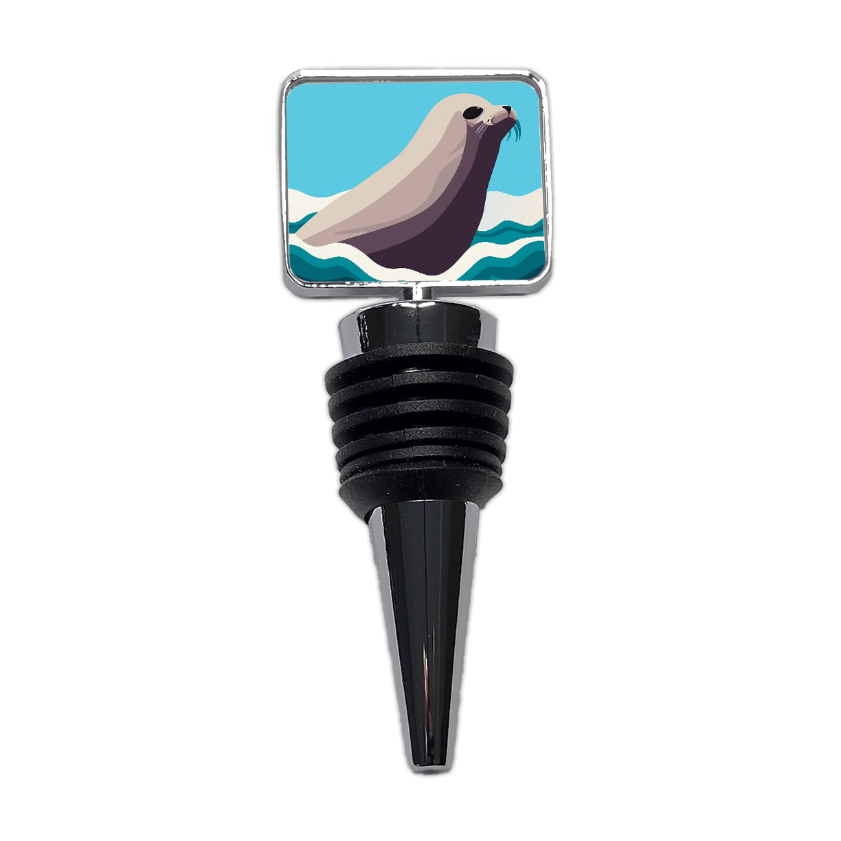 Seal Swimming in Ocean Sea Wine Bottle Stopper