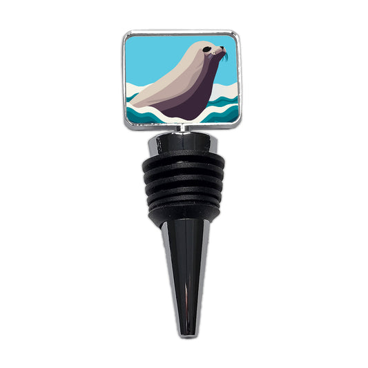 Seal Swimming in Ocean Sea Wine Bottle Stopper