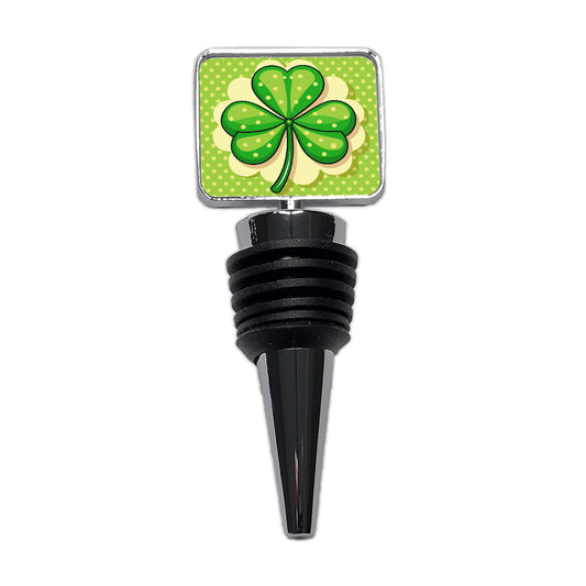 Shamrock on Polka Dot Background Saint Patrick's Day Wine Bottle Stopper