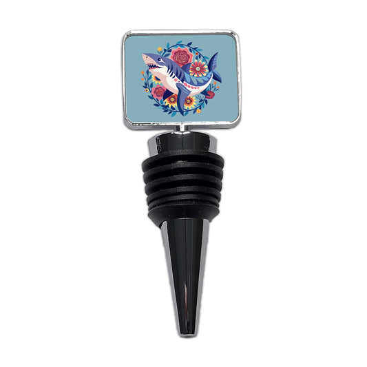 Shark Floral Flowers Wine Bottle Stopper