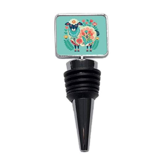 Sheep Floral Flowers Wine Bottle Stopper