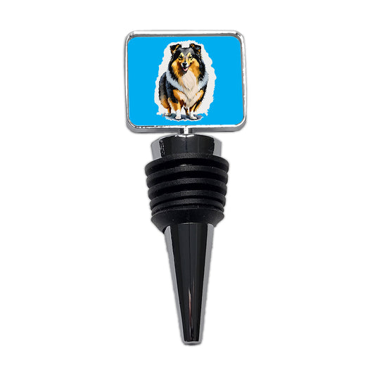 Shetland Sheepdog Standing Wine Bottle Stopper