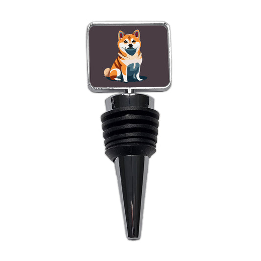 Shiba Inu Dog Sitting Wine Bottle Stopper