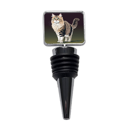 Siberian Cat Standing Wine Bottle Stopper