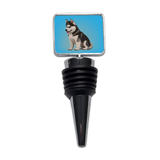 Siberian Husky Dog Sitting Wine Bottle Stopper