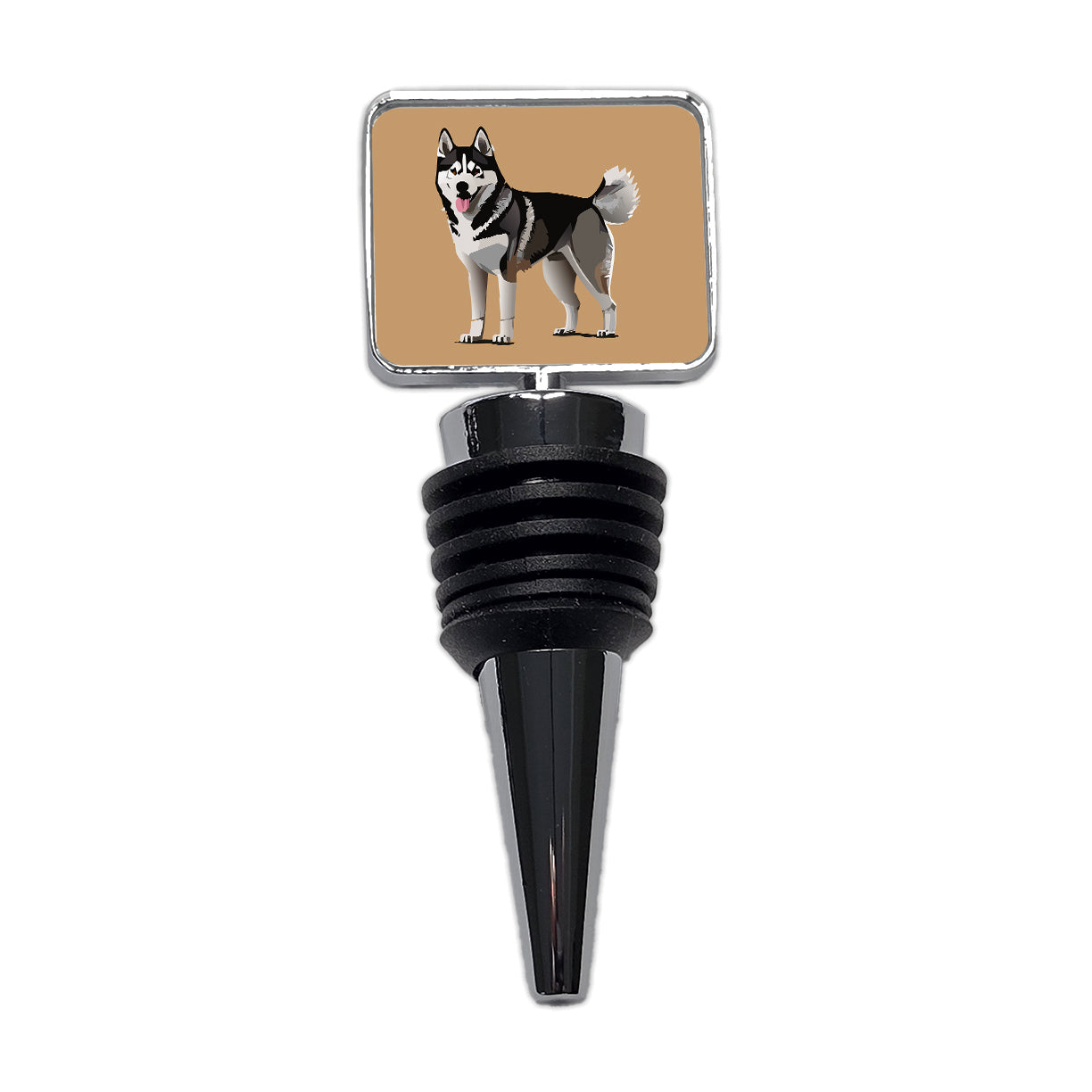 Siberian Husky Dog Standing Wine Bottle Stopper
