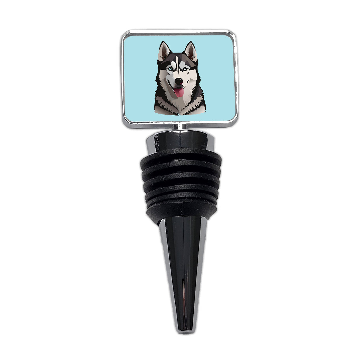 Siberian Husky Dog Tongue Out Wine Bottle Stopper