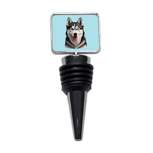 Siberian Husky Dog Tongue Out Wine Bottle Stopper