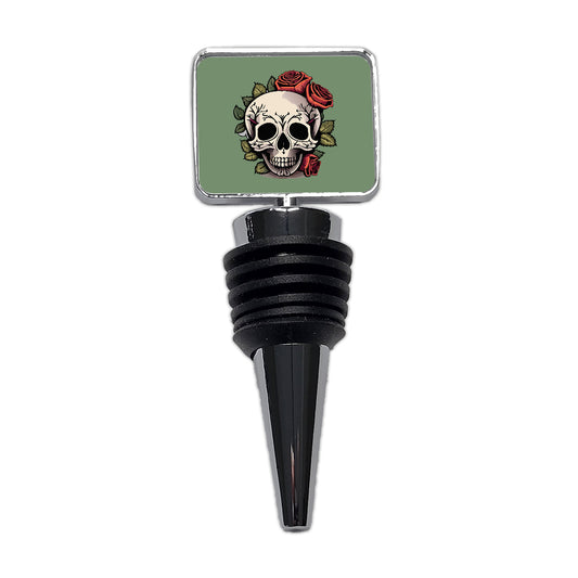 Skull and Roses Wine Bottle Stopper