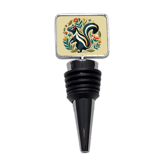 Skunk Floral Flowers Wine Bottle Stopper