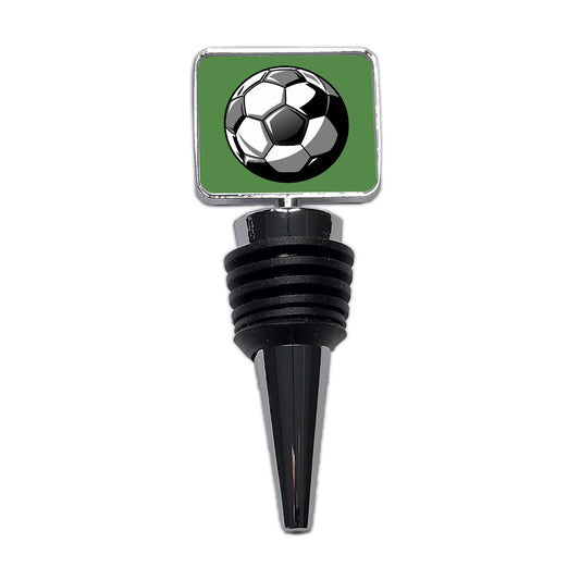 Soccer Ball Football Black White Gray Wine Bottle Stopper