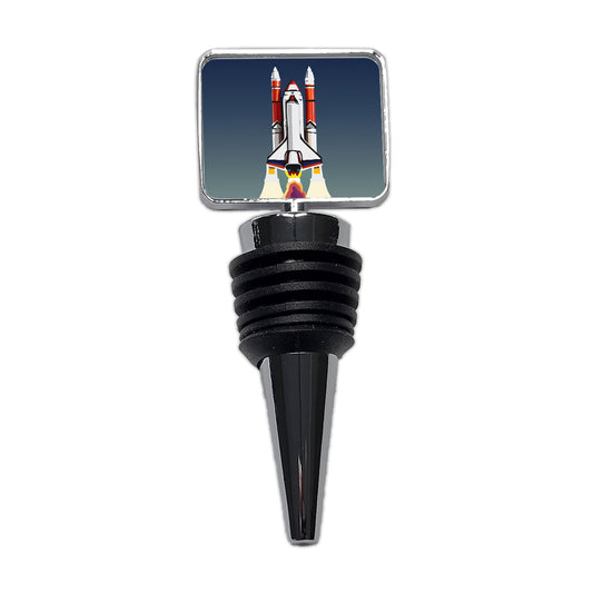 Space Shuttle Launch Blasting Off Wine Bottle Stopper