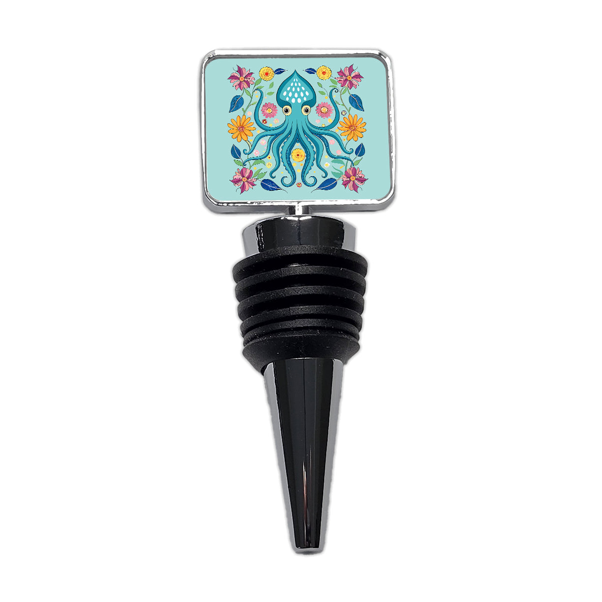 Squid Floral Flowers Wine Bottle Stopper
