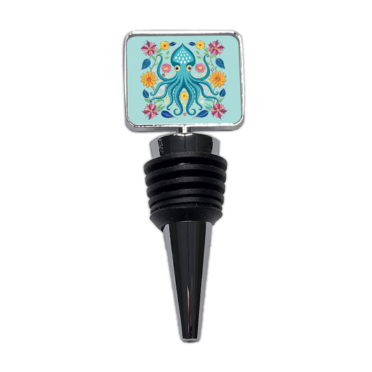 Squid Floral Flowers Wine Bottle Stopper