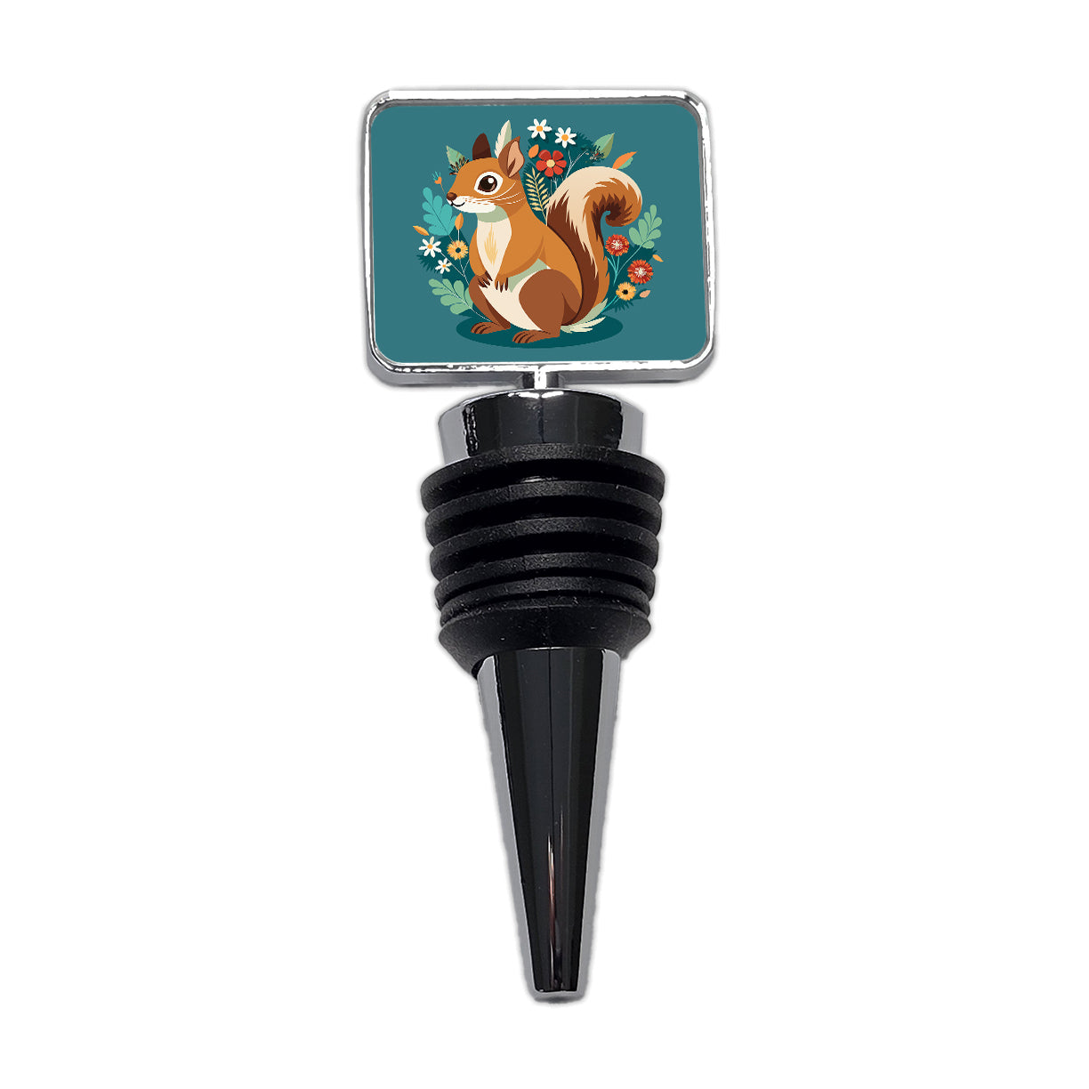 Squirrel Floral Flowers Wine Bottle Stopper