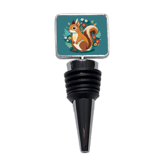 Squirrel Floral Flowers Wine Bottle Stopper