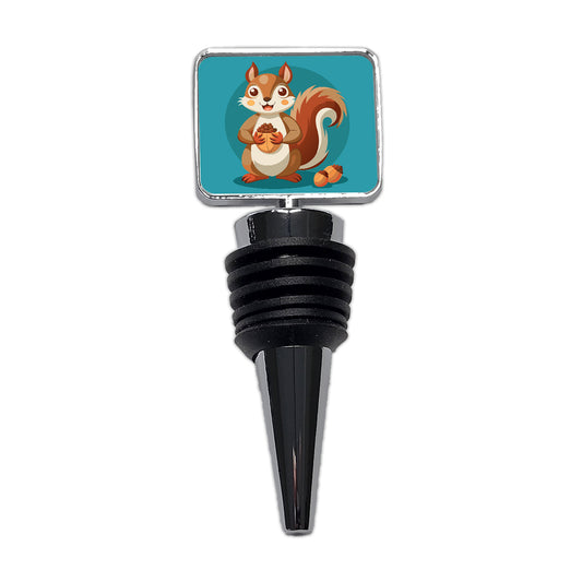 Squirrel with Nuts Smiling Wine Bottle Stopper