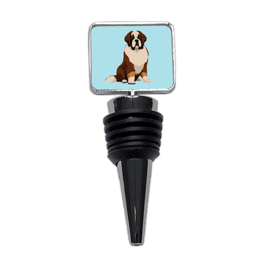 St Bernard Dog Sitting Wine Bottle Stopper