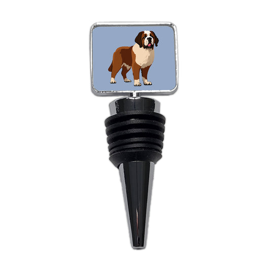 St Bernard Dog Standing Wine Bottle Stopper