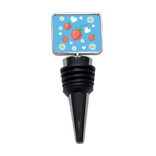 Strawberries Daisies Strawberry Daisy Hearts Wine Bottle Stopper