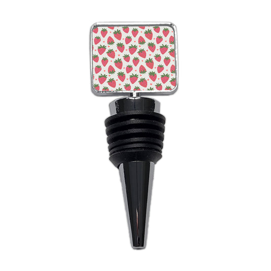 Strawberries Strawberry Hearts Pattern Wine Bottle Stopper