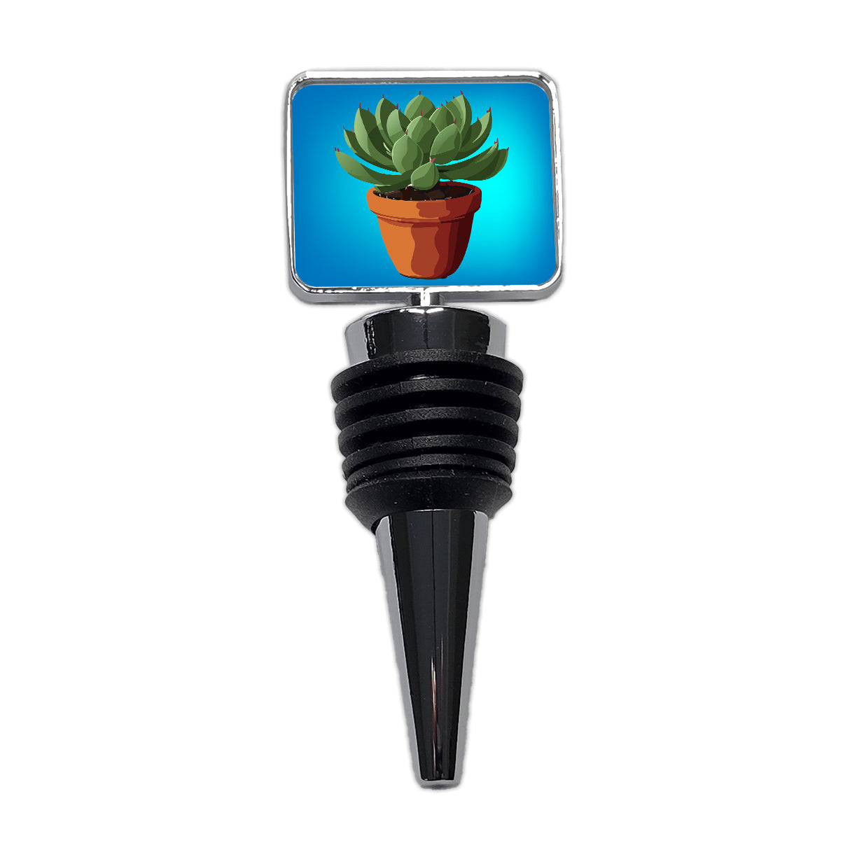 Succulent Plant in Pot Wine Bottle Stopper