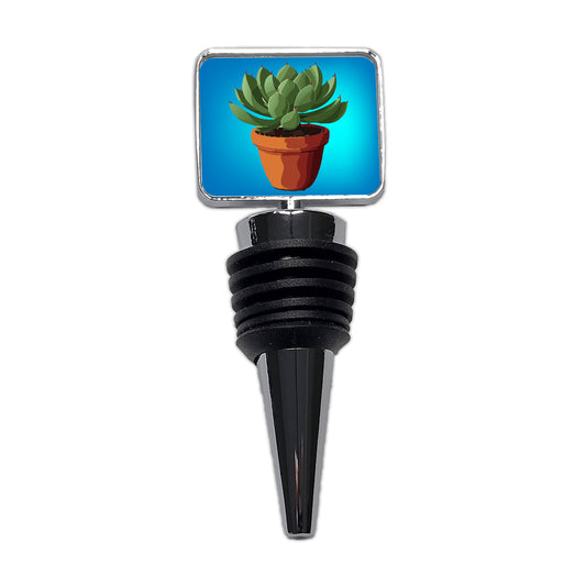 Succulent Plant in Pot Wine Bottle Stopper