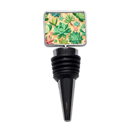 Succulents Scattered Pattern Wine Bottle Stopper