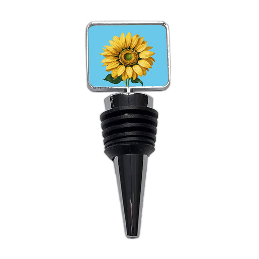 Sunflower Summer Flower with Stem Wine Bottle Stopper