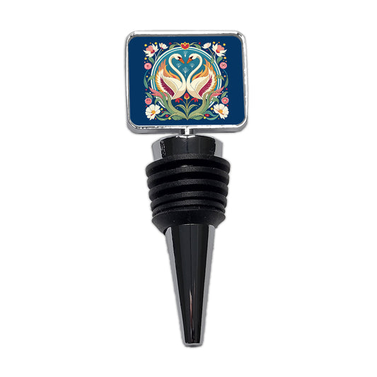 Swans Floral Art Nouveau Flowers Elegant Wine Bottle Stopper