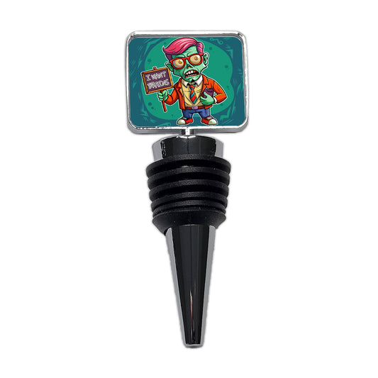 Teacher Zombie Man I Want Your Brains Wine Bottle Stopper