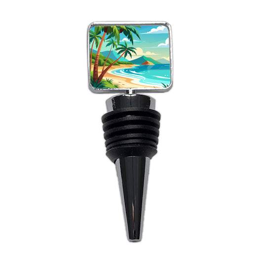 Tropical Beach Ocean Vacation Travel Wine Bottle Stopper