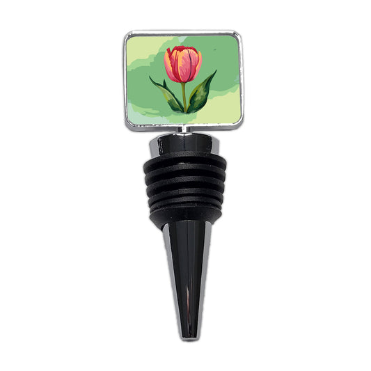 Tulip Flower Watercolor Wine Bottle Stopper