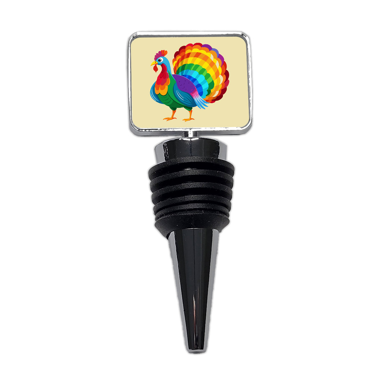 Turkey Rainbow Colored Thanksgiving Wine Bottle Stopper