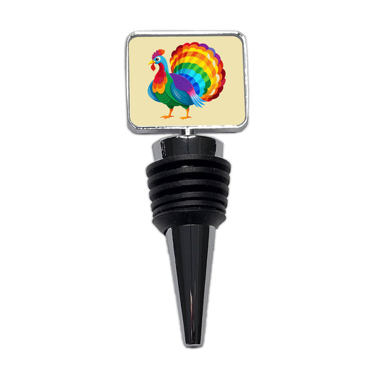 Turkey Rainbow Colored Thanksgiving Wine Bottle Stopper