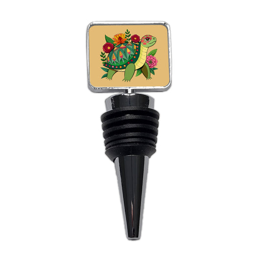 Turtle Floral Flowers Wine Bottle Stopper