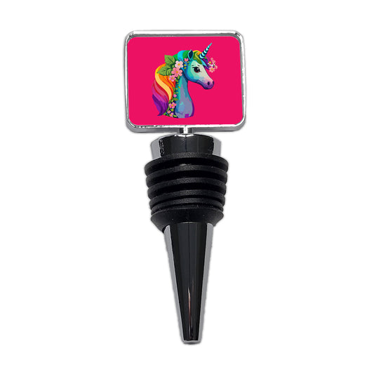 Unicorn Rainbow Head Flowers Wine Bottle Stopper