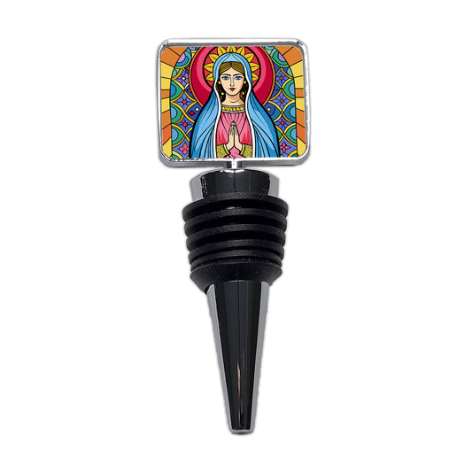 Virgin Mary Stained Glass Christian Religious Catholic Wine Bottle Stopper