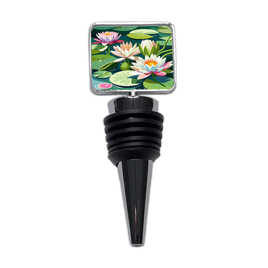 Water Lilies Lily Pond Wine Bottle Stopper