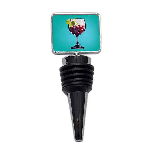 Wine Glass with Grapes Wine Bottle Stopper