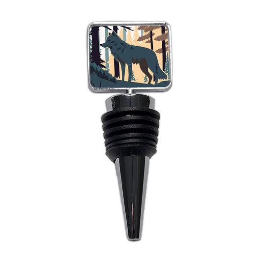 Wolf Gray in Forest Wine Bottle Stopper