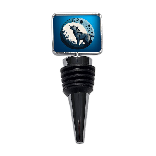 Wolf Howling Night Moon Wine Bottle Stopper