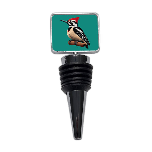Woodpecker Bird on Branch Wine Bottle Stopper