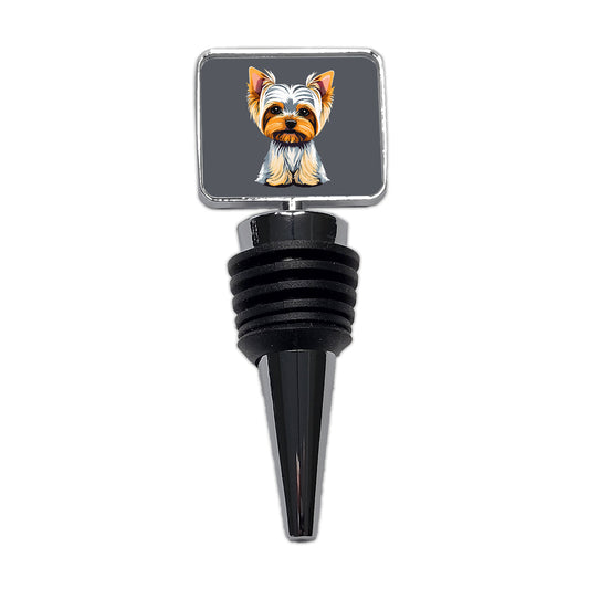 Yorkshire Terrier Dog Sitting Wine Bottle Stopper